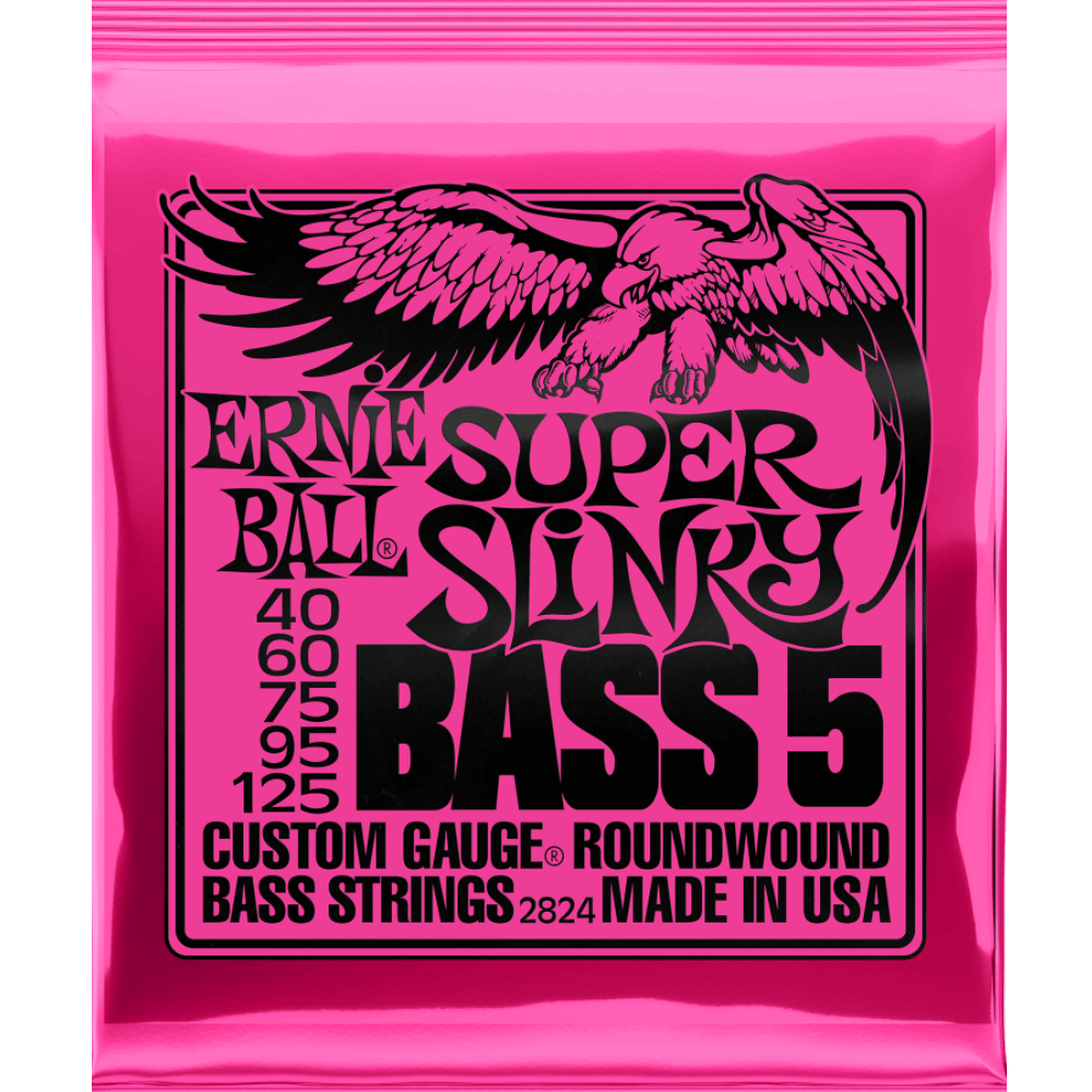 Black ernie-ball-2824-super-slinky-nickel-wound-electric-bass-guitar-strings-040-125-5-string Bass Strings