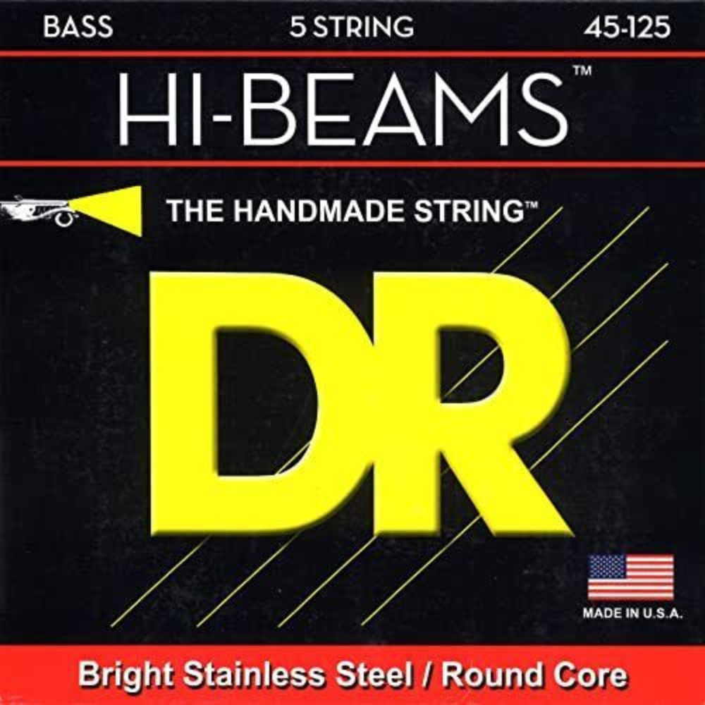Black dr-strings-mr5-45-hi-beam-stainless-steel-bass-guitar-strings Bass Strings