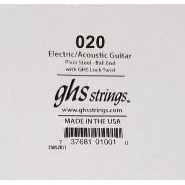 Light Gray ghs-boomers-plain-steel-020-single-string Single Guitar Strings